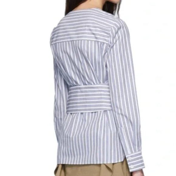 Tibi Liam Striped tie front button down blouse - Picture 3 of 13
